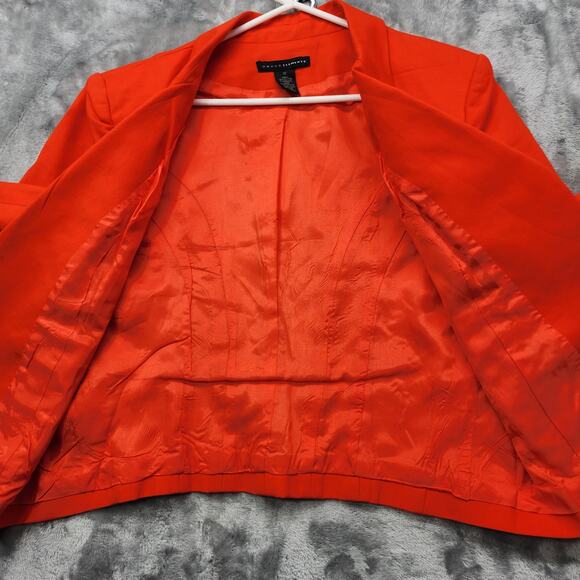 Grace Elements Womens 12 Blazer Orange Open Front Zip Pockets Lined Office - Picture 4 of 9